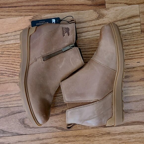 SOREL Evie II Zip Winter Waterproof Bootie Womens 8.5 Leather Ankle Wedge Boots - Picture 9 of 12